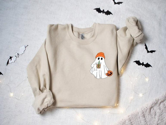 Fifaytech™ Little Ghost Ice Coffee Shirt,Halloween Tee