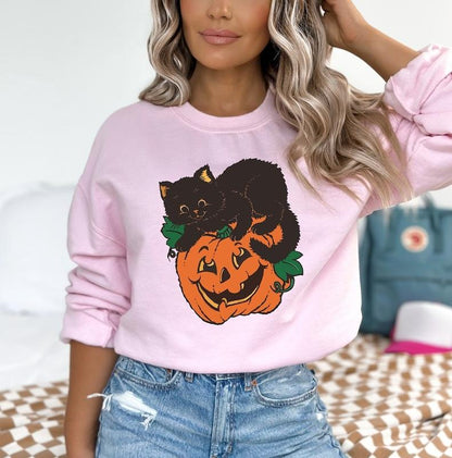 Fifaytech™ Black Cat Pumpkin Halloween Sweatshirt