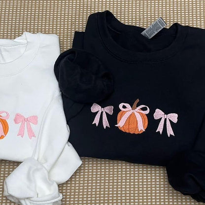 Fifaytech™ Embroidered pumpkin bow sweatshirt