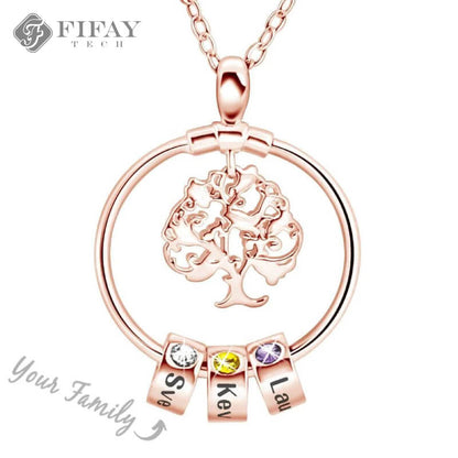 Fifaytech™ Personalized Family Tree Necklace With Children's Names