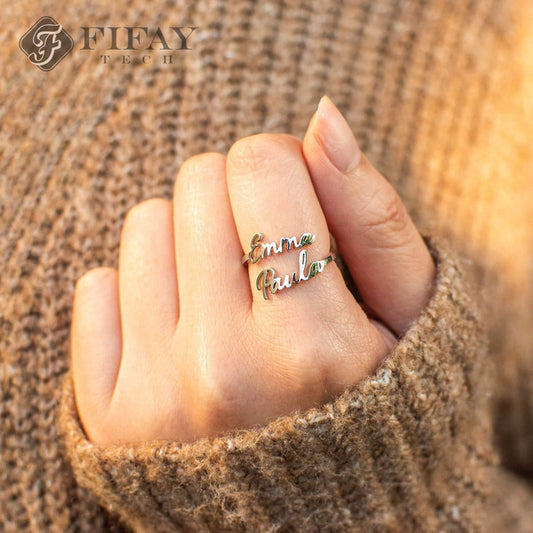 Fifaytech™ Hot Sale-Adjustable Couple Name Ring