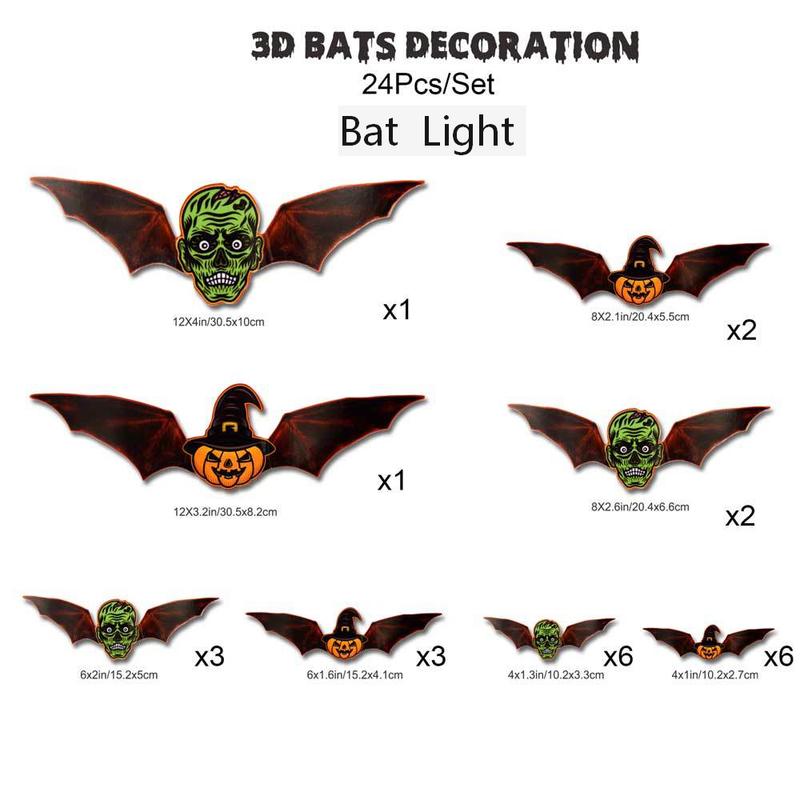 Fifaytech™ Halloween 3D Bat Design LED Decorations 12pcs/24pcs Set