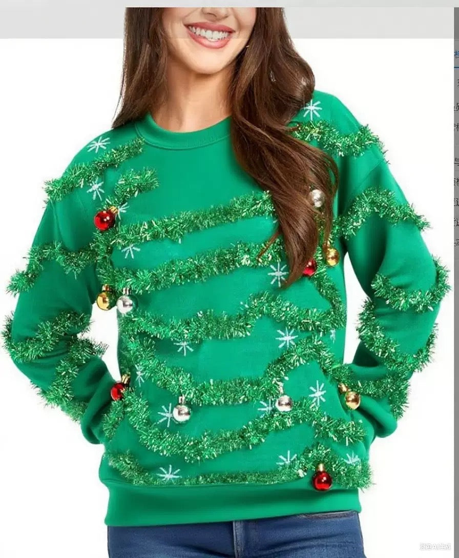 Fifaytech™ Ugly Christmas Sweater Gaudy Garland Green Ornament