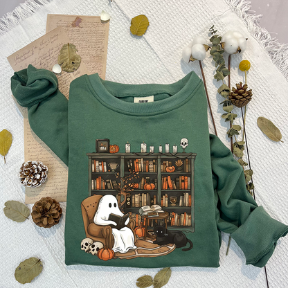 Fifaytech™ Retro Ghost Reading Books Sweatshirt