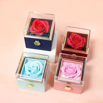 Fifaytech™ Preserved Flower Rotating Surprise Gift Box