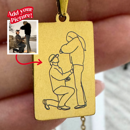 Fifaytech™ Custom Line Art Photo Engraved Necklace