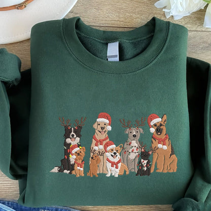 Sudadera con capucha navideña para mascotas con bordados de perro familiar 