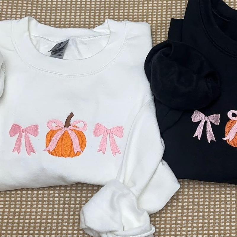 Fifaytech™ Embroidered pumpkin bow sweatshirt