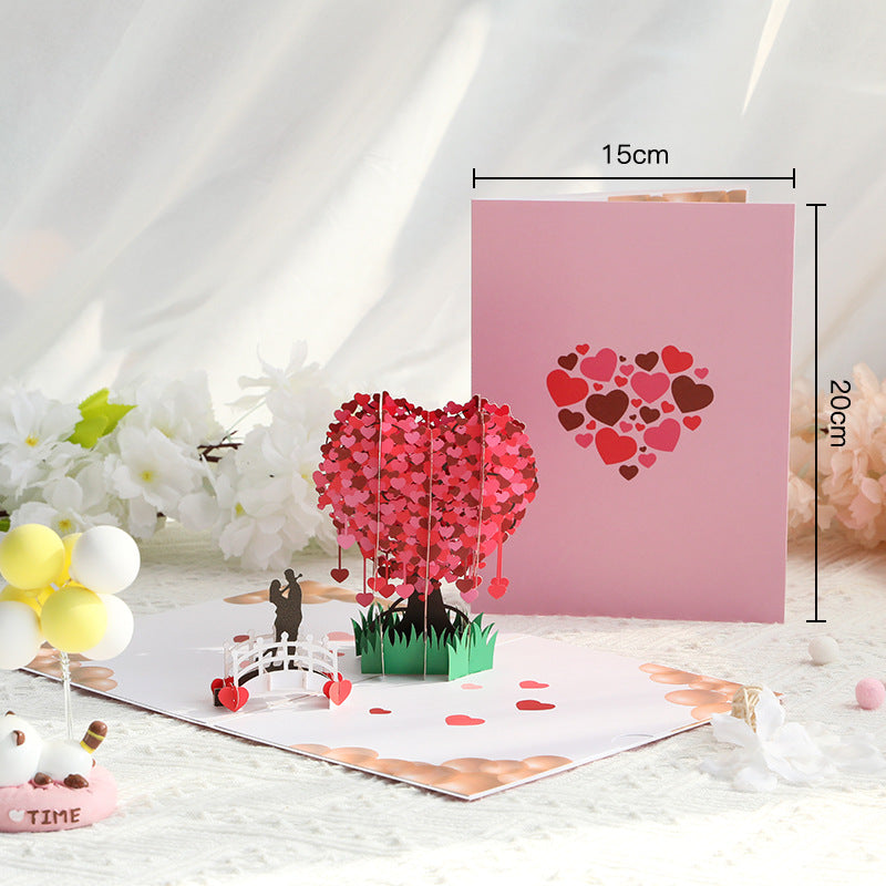 Fifaytech™ 3D Heart-Shaped Tree Greeting Card