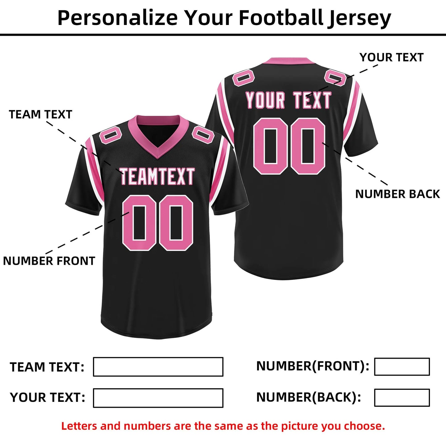 Fifaytech™ Custom Football and Rugby Black Pink Jerseys