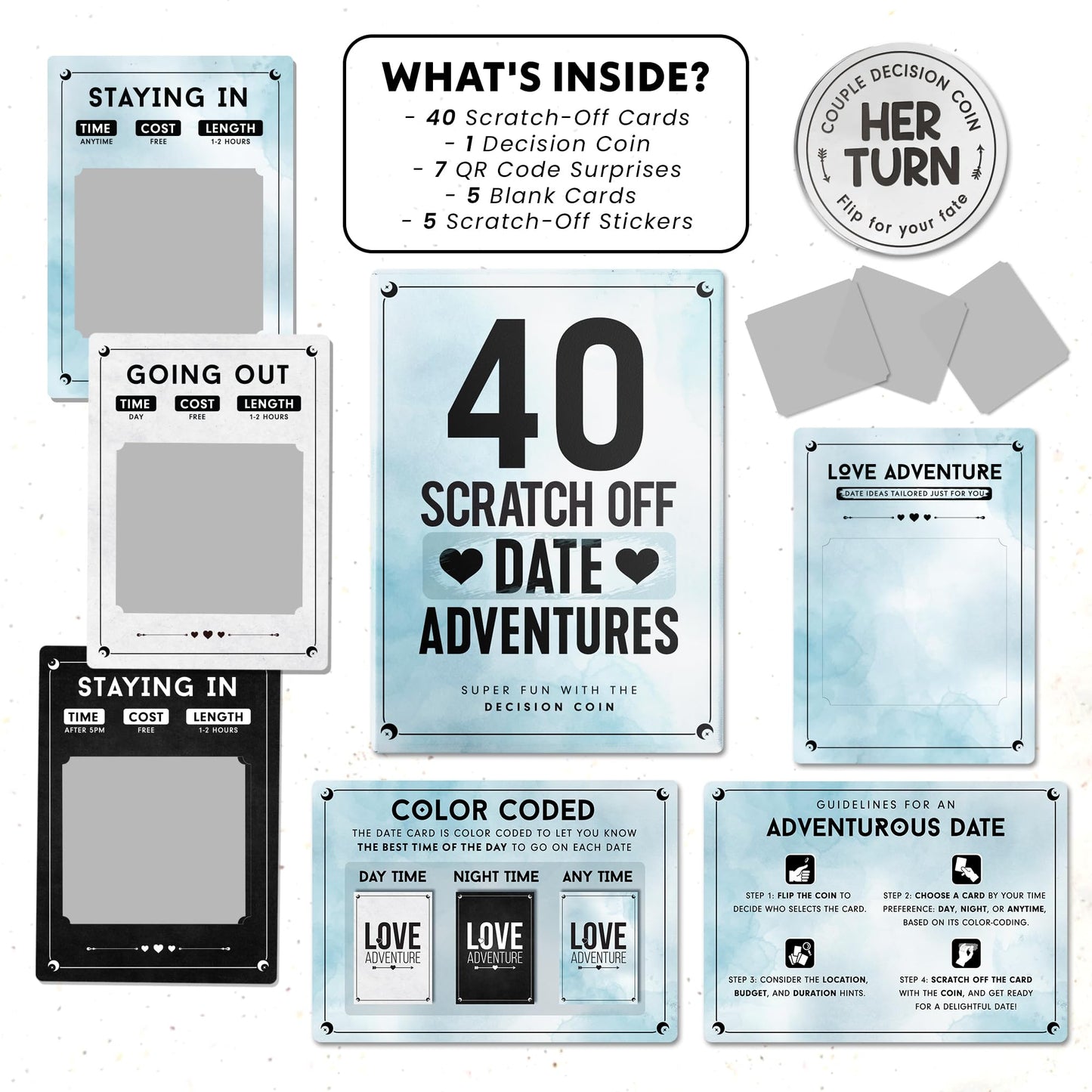 Fifaytech™ 40 Fun and Romantic Scratch Off Date Adventure Ideas