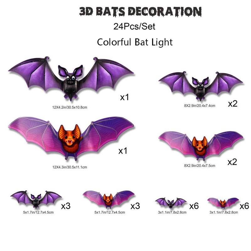 Fifaytech™ Halloween 3D Bat Design LED Decorations 12pcs/24pcs Set