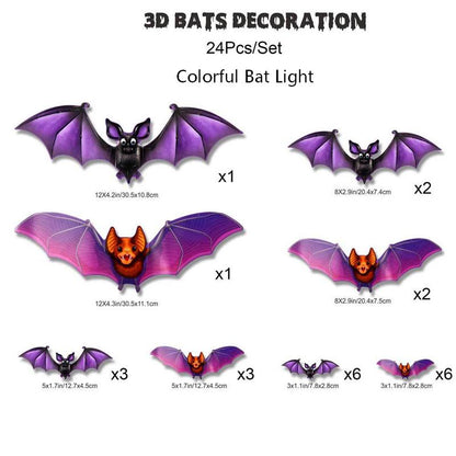 Fifaytech™ Halloween 3D Bat Design LED Decorations 12pcs/24pcs Set