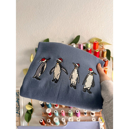 Fifaytech™ Embroidered Santa Hat Penguin Sweatshirt Hoodie