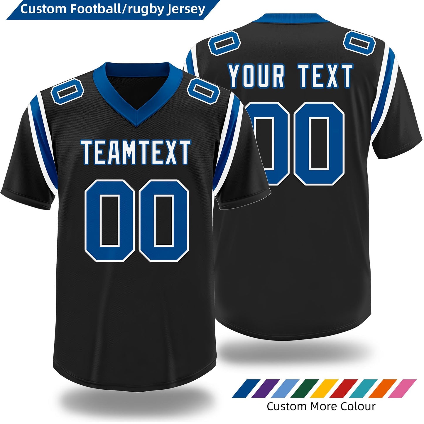 Fifaytech™ Custom Football and Rugby Black Team Jerseys