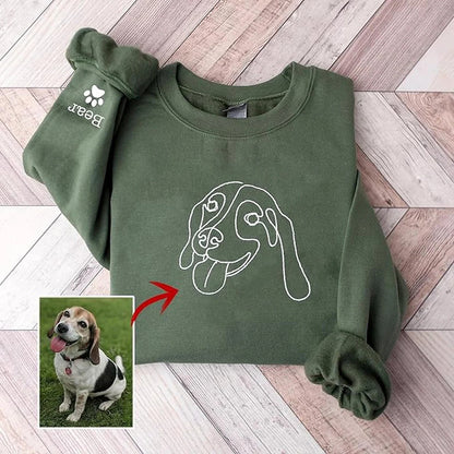 Fifaytech™ Custom Embroidered Hoodie Pet Line Drawing with Pet Portraits