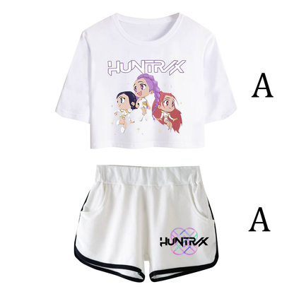 Fifaytech™ K-Pop Demon Hunter Huntrix Cropped Top + Shorts Two-Piece Set
