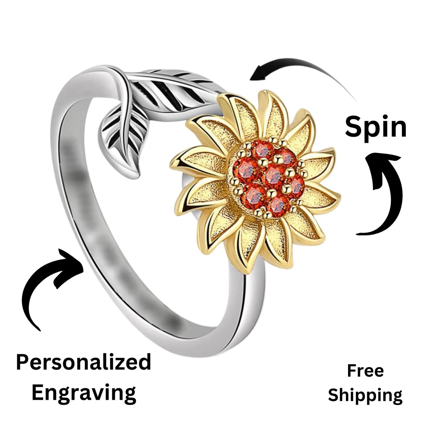 Fifaytech™ Sunflower Spinning Anxiety Ring