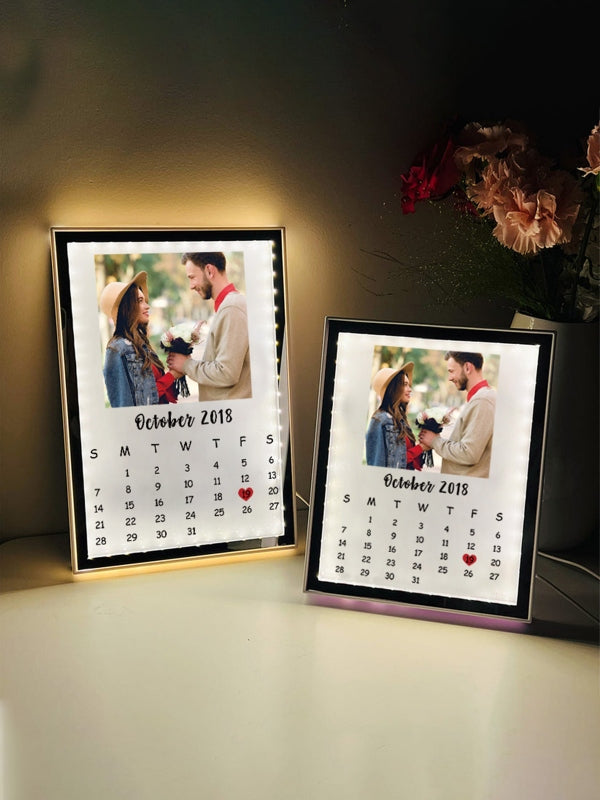 Fifaytech™ Personalized Photo Calendar Mirror Light Box