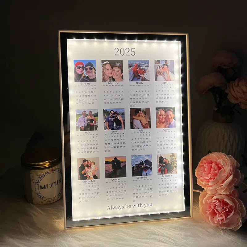 Fifaytech™ Personalized Photo Calendar Mirror Light Box