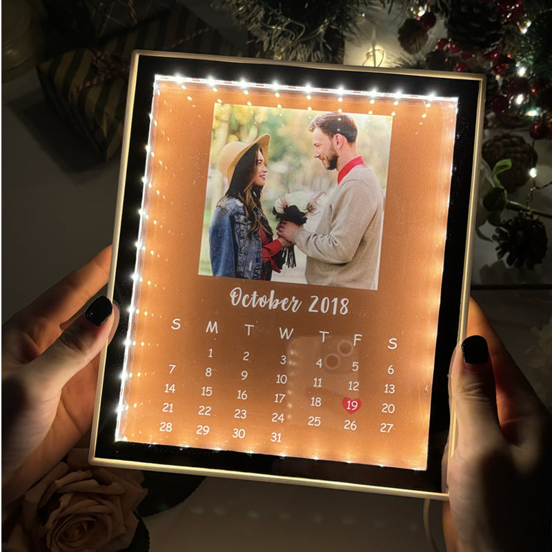 Fifaytech™ Personalized Photo Calendar Mirror Light Box