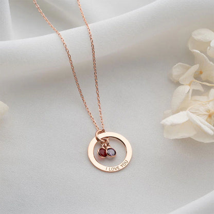 Fifaytech™ Personalized Eternal Ring and Birthstone Necklace