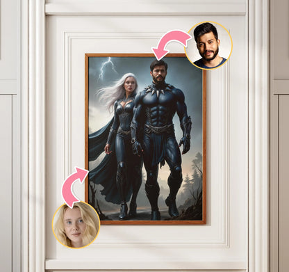 Fifaytech™ Custom Superhero Couple Portrait from Photo