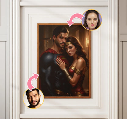 Fifaytech™ Custom Superhero Couple Portrait from Photo