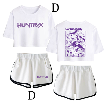 Fifaytech™ K-Pop Demon Hunter Huntrix Cropped Top + Shorts Two-Piece Set