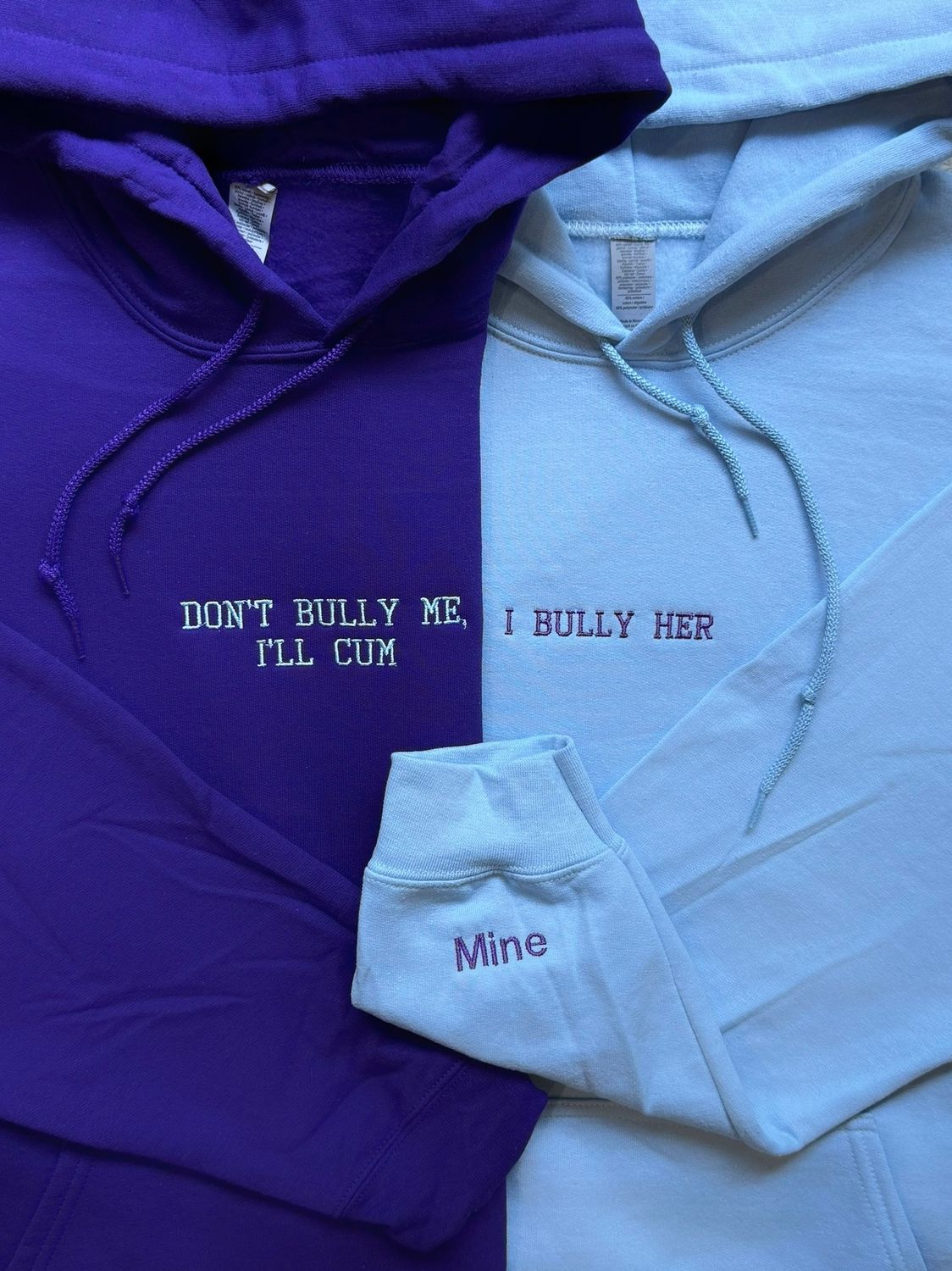 Don't Bully Me I'll Cum - I Bully Him/ Her Matching Embroidery Set