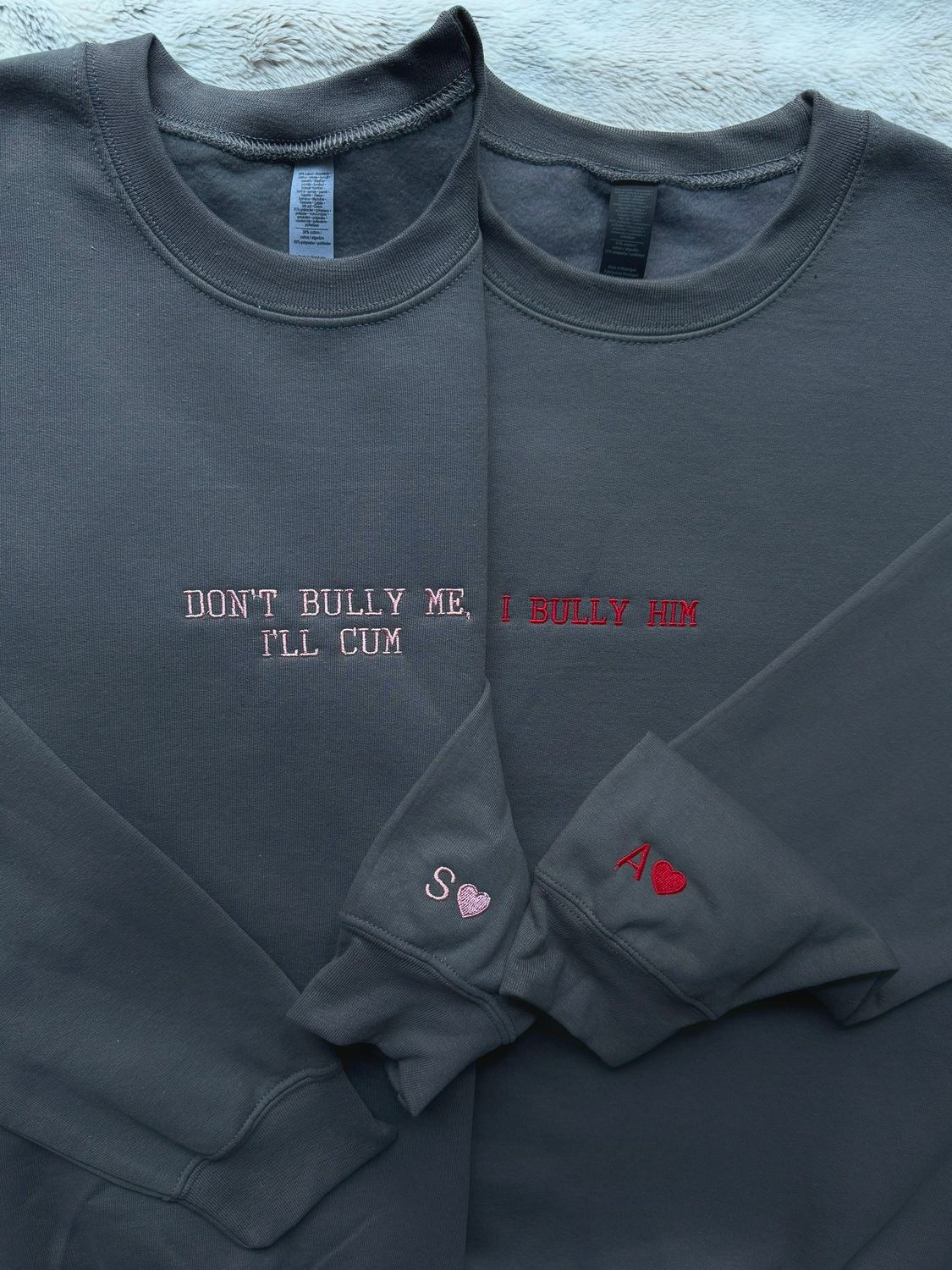 Don't Bully Me I'll Cum - I Bully Him/ Her Matching Embroidery Set