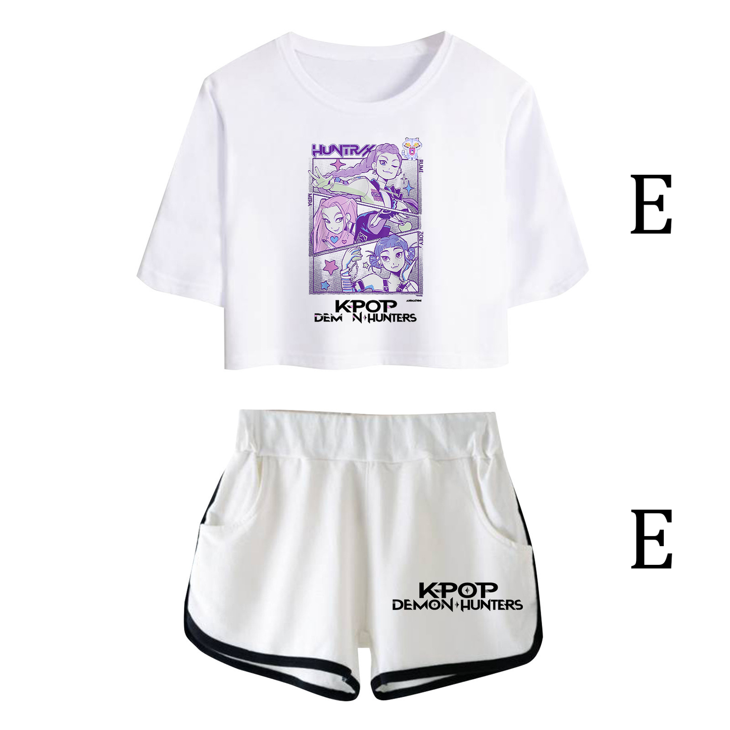 Fifaytech™ K-Pop Demon Hunter Huntrix Cropped Top + Shorts Two-Piece Set