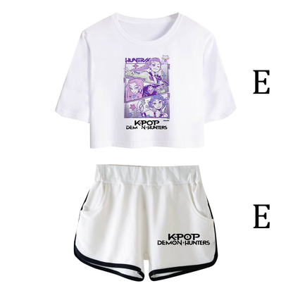 Fifaytech™ K-Pop Demon Hunter Huntrix Cropped Top + Shorts Two-Piece Set