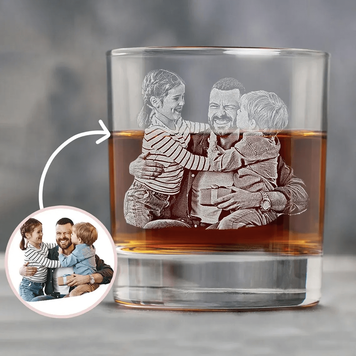 Fifaytech™ Father's day Etched Picture Rocks glass