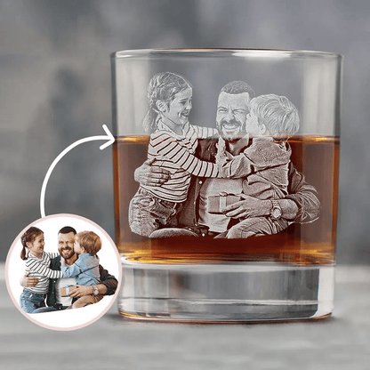 Fifaytech™ Father's day Etched Picture Rocks glass