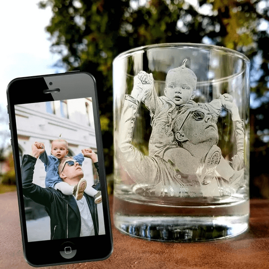 Fifaytech™ Father's day Etched Picture Rocks glass