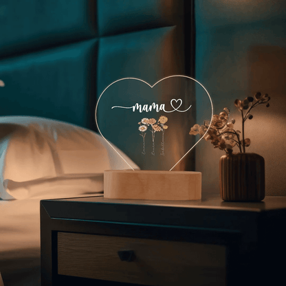 Fifaytech™ Personalized Heart Acrylic Light "Flowers for Mom"