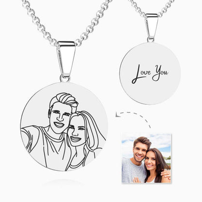 Fifaytech™ Custom Line Art Photo Engraved Necklace