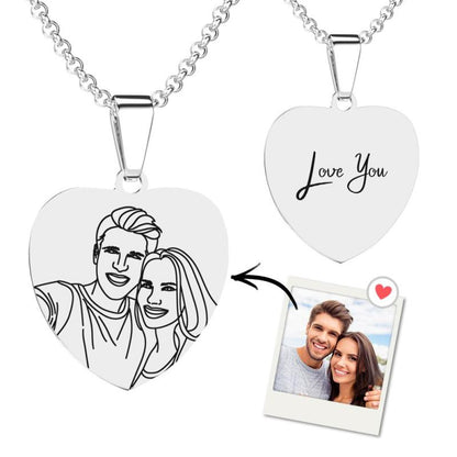 Fifaytech™ Custom Line Art Photo Engraved Necklace