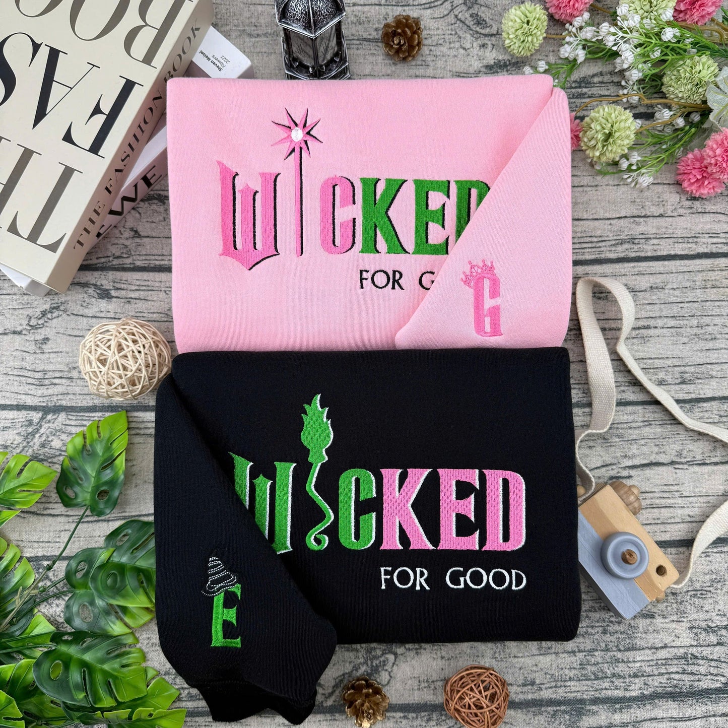 Fifaytech™ Glinda&Elphaba Embroidered Sweatshirts set