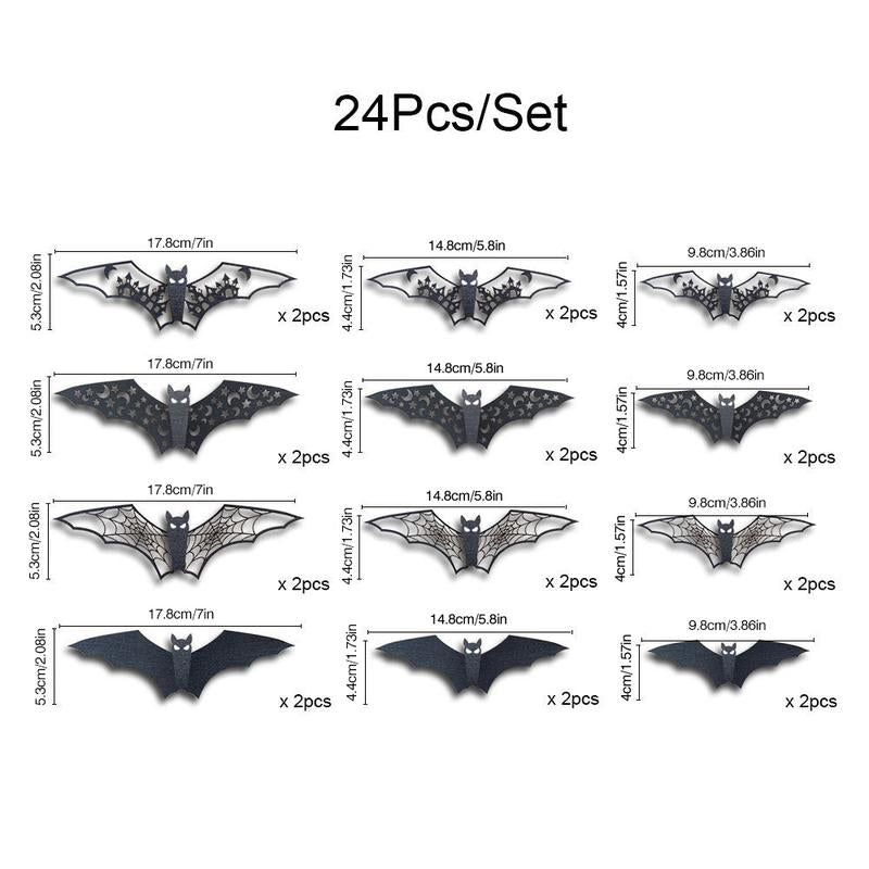 Fifaytech™ Halloween 3D Bat Design LED Decorations 12pcs/24pcs Set