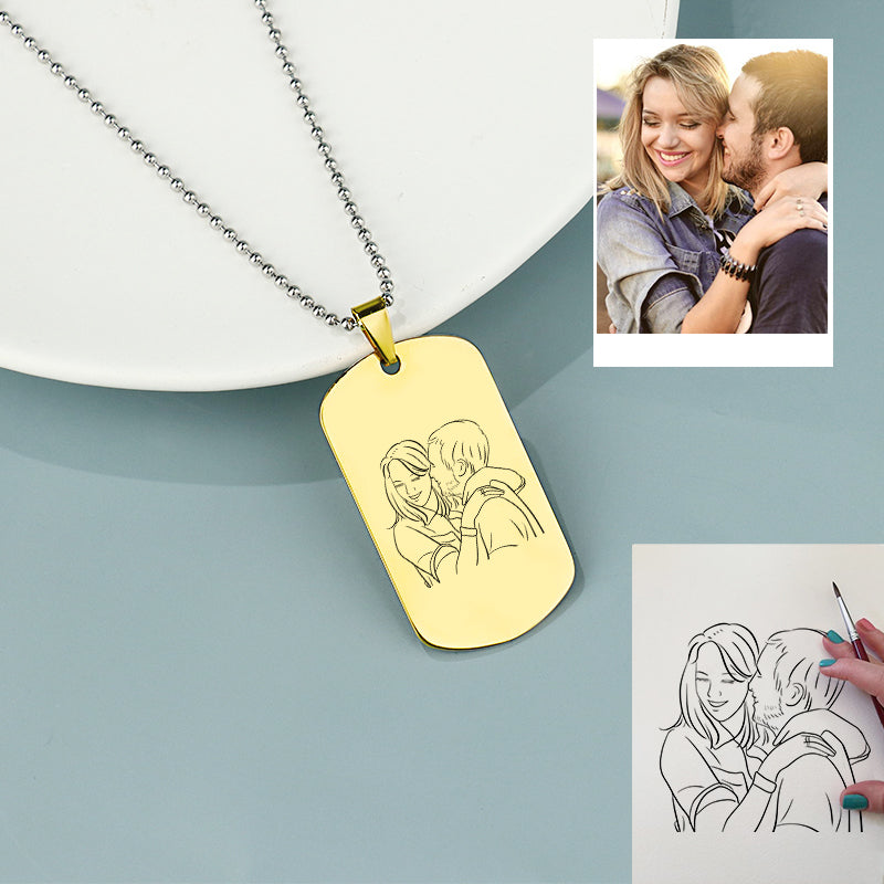 Fifaytech™ Custom Line Art Photo Engraved Necklace