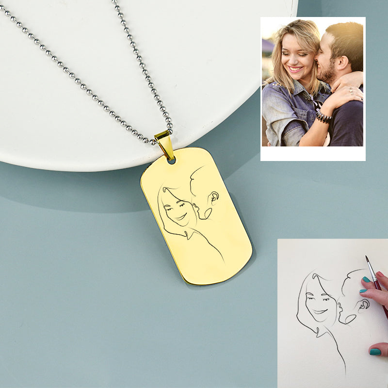 Fifaytech™ Custom Line Art Photo Engraved Necklace