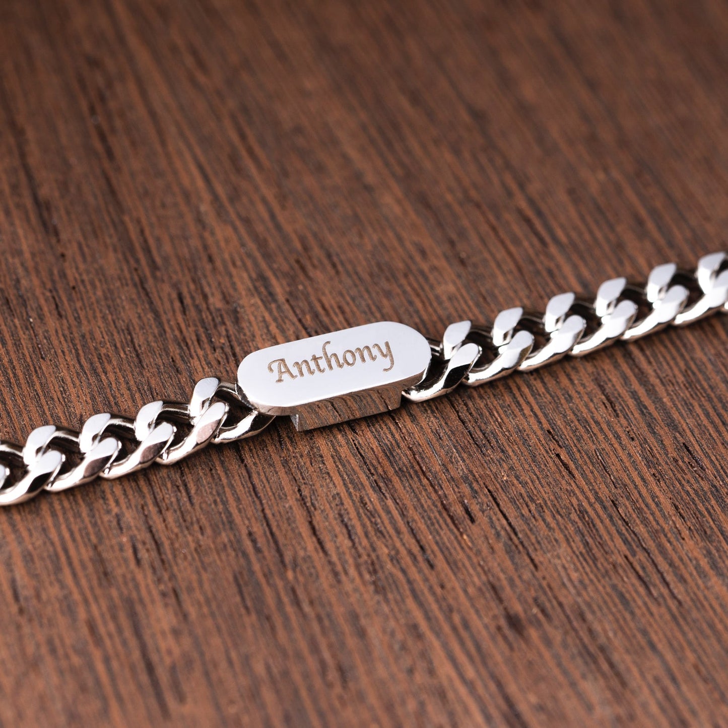 Fifaytech™ Silver Curb Chain Bracelet for dad