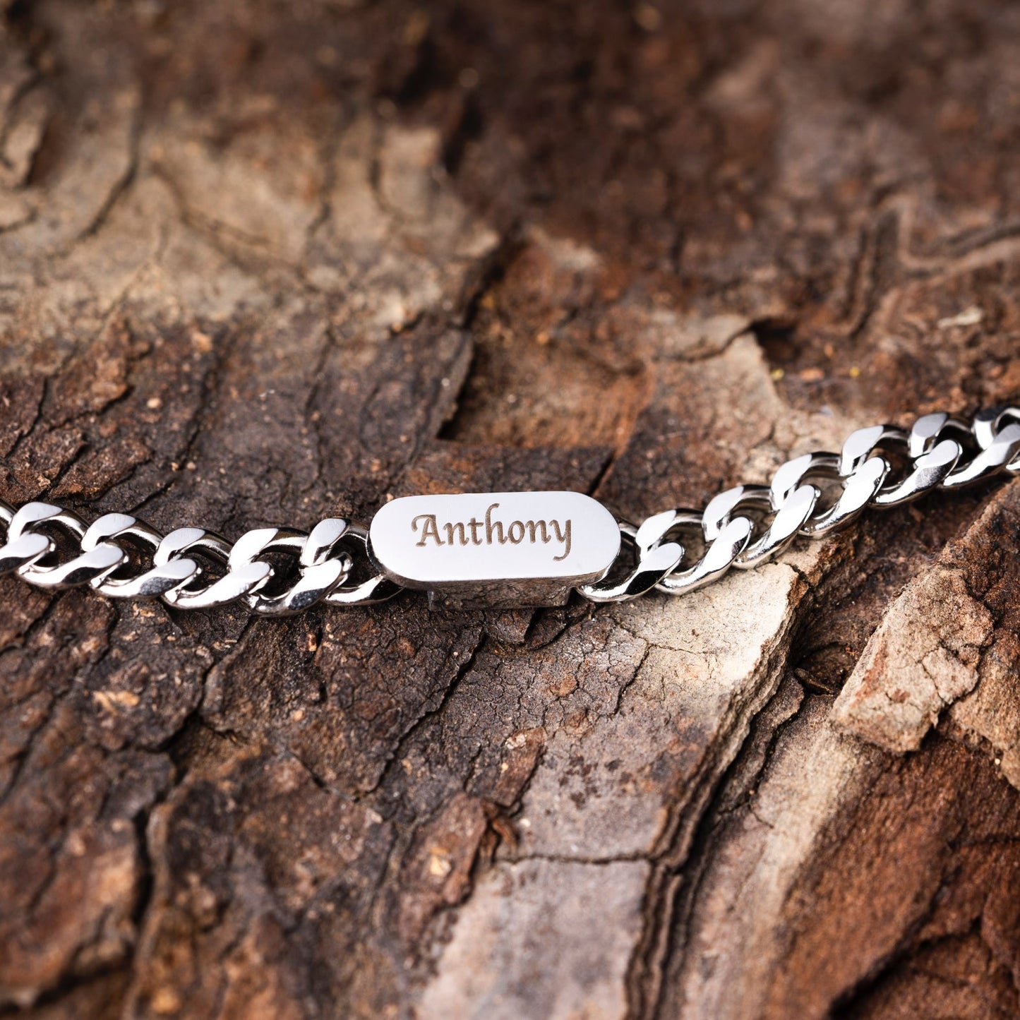 Fifaytech™ Silver Curb Chain Bracelet for dad