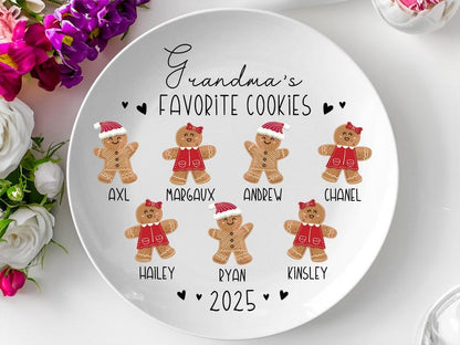 Nana's Cookie Plate: Personalized Gingerbread Christmas Platter with Custom Kid's Name