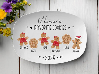 Nana's Cookie Plate: Personalized Gingerbread Christmas Platter with Custom Kid's Name