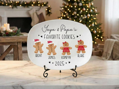 Nana's Cookie Plate: Personalized Gingerbread Christmas Platter with Custom Kid's Name