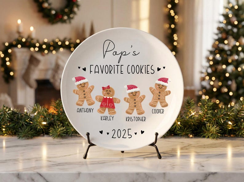 Nana's Cookie Plate: Personalized Gingerbread Christmas Platter with Custom Kid's Name