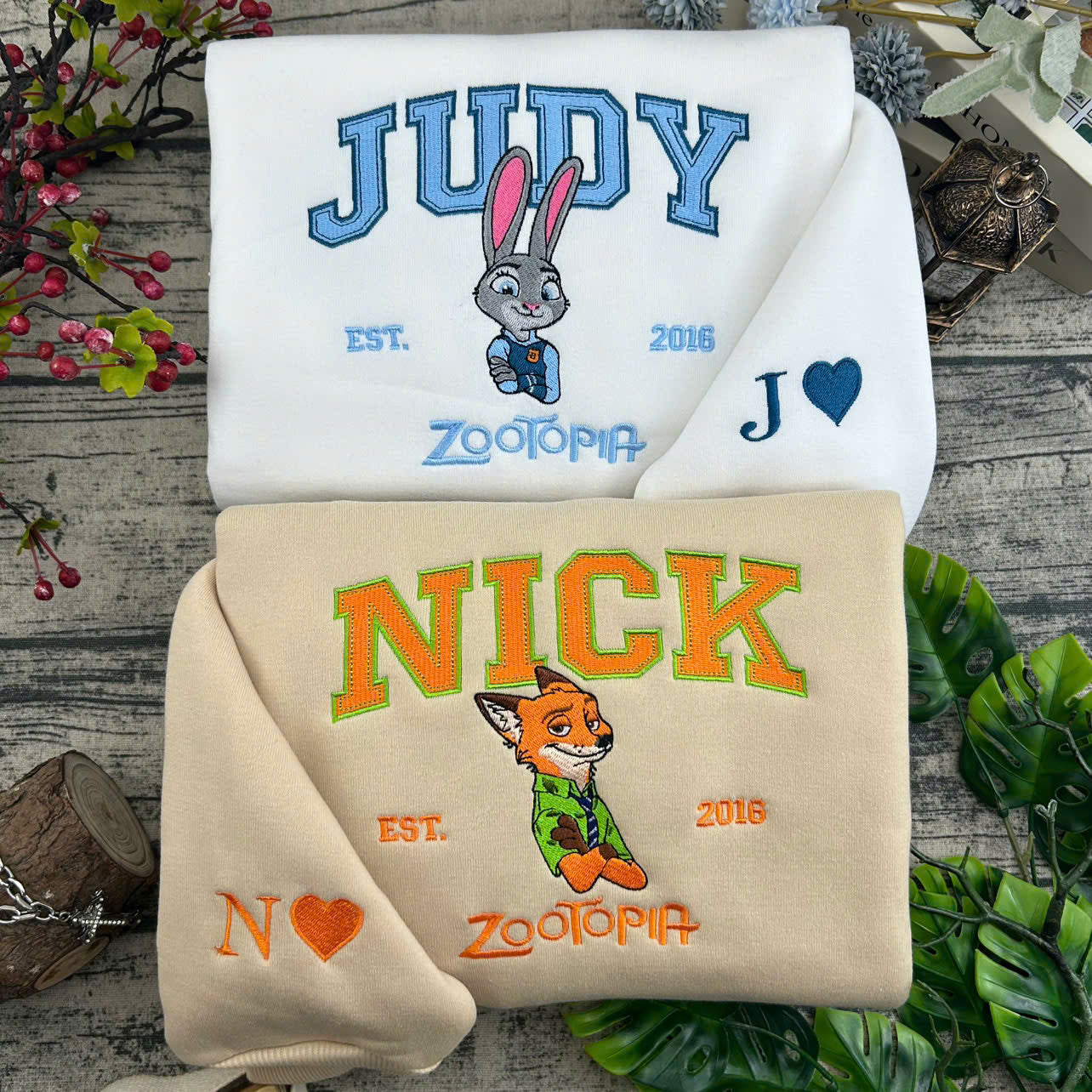 Fifaytech™ Nick & Judy Embroidered Sweatshirts set